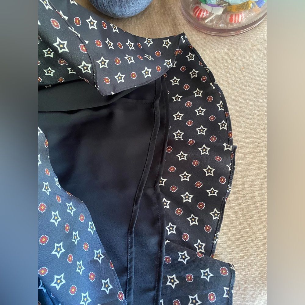 SANDRO Star Print Mini Dress Embellished Collar Sz 34 XS - Picture 10 of 17